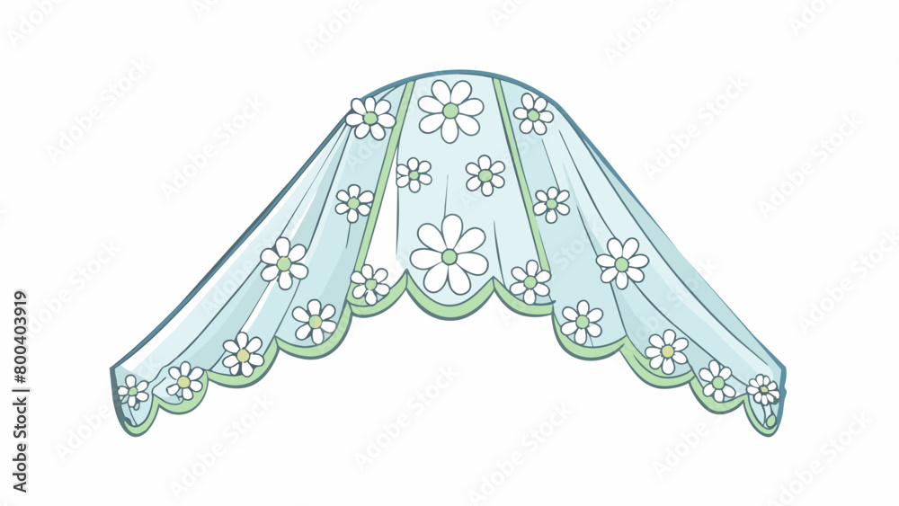 Poster a delicate lace veil intricately patterned with small white flowers. the fabric is soft and giving o