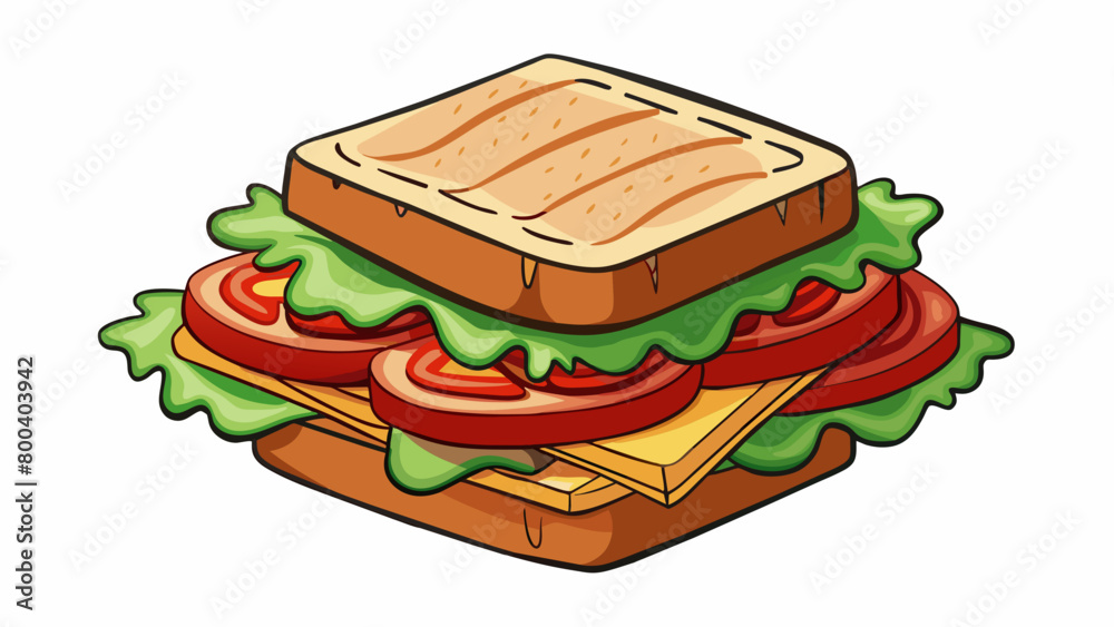 Sticker a delicious blt sandwich with thick slices of bacon crisp lettuce and juicy tomato all nestled betwe