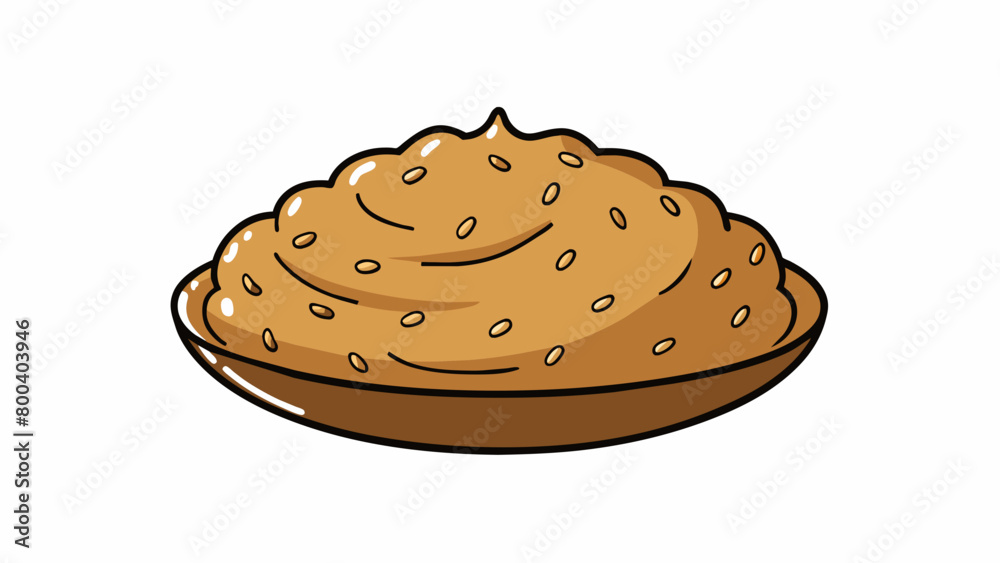 Aufkleber a dense pale brown spread with a grainy consistency. it has a pronounced sesame aroma and a bold nut