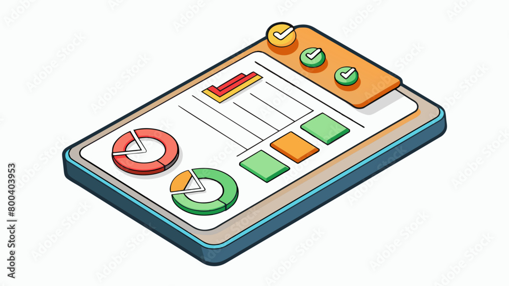Aufkleber A digital Scorecard is a virtual platform or app designed to track and measure an individuals progress in a specific activity or goal. It contains a. Cartoon Vector.