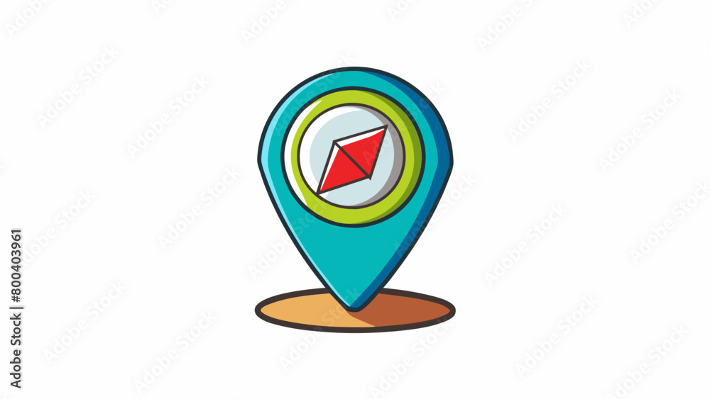 Poster A directional indicator on a map showing the orientation of the map in relation to north and other cardinal directions. It typically features a small. Cartoon Vector.