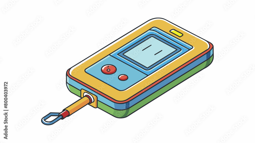 Aufkleber A digital device with a small screen and a sensor at one end. The sensor can be used to measure the temperature of objects or the environment and the. Cartoon Vector.