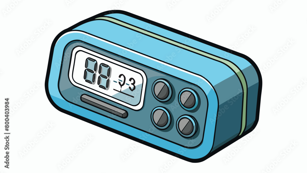 Aufkleber A digital hygrometer with a sleek black design featuring a screen that displays the current temperature and relative humidity levels in large bold. Cartoon Vector.