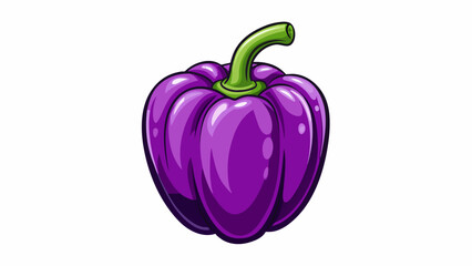 A deep purple bell pepper with a striking glossy sheen and a smooth shiny texture. Its thick walls boast a juicy crisp making it a flavorful addition. Cartoon Vector.