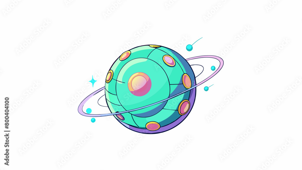 Poster A floating orb with pulsating neoncolored lights dancing across its smooth surface. It seems to communicate through a series of musical tones and its. Cartoon Vector.