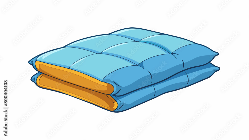 Poster A foldable foamfilled pillow with a polyester cover designed to mimic the softness and support of a traditional pillow. Its compact size makes it. Cartoon Vector.