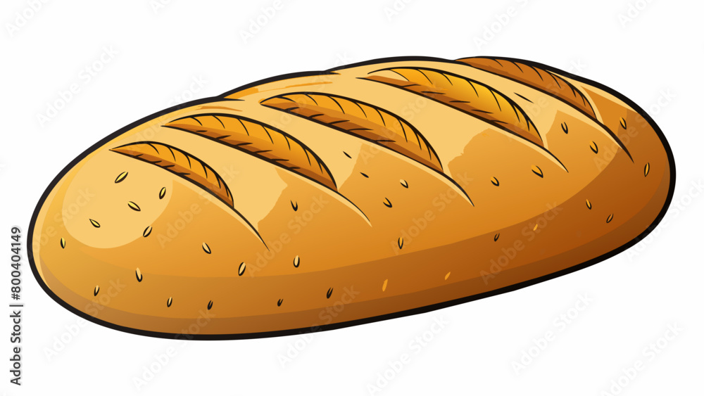 Poster A freshly baked loaf of bread with a dark crust and a soft slightly spongy interior. Your teeth sink into a satisfying chew as you enjoy the slightly. Cartoon Vector.