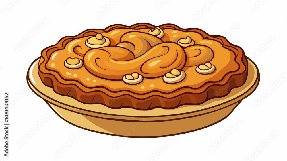 Poster a freshly baked pastry with a golden brown flaky crust and a generous filling of ground cashews mixe