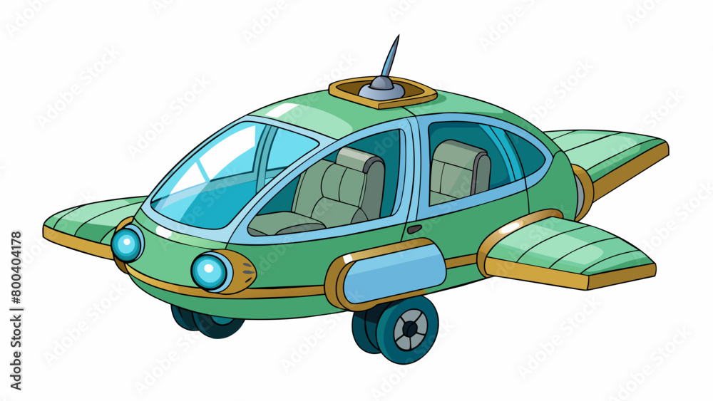 Poster a futuristic and electric car with popout wings that expand and rotate allowing it to fly horizontal