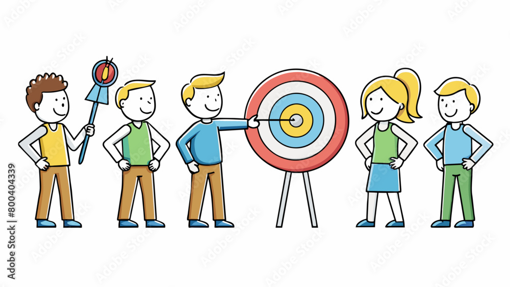 Poster a group of people standing in a line each holding a slim pointed object with a plastic body and ridg