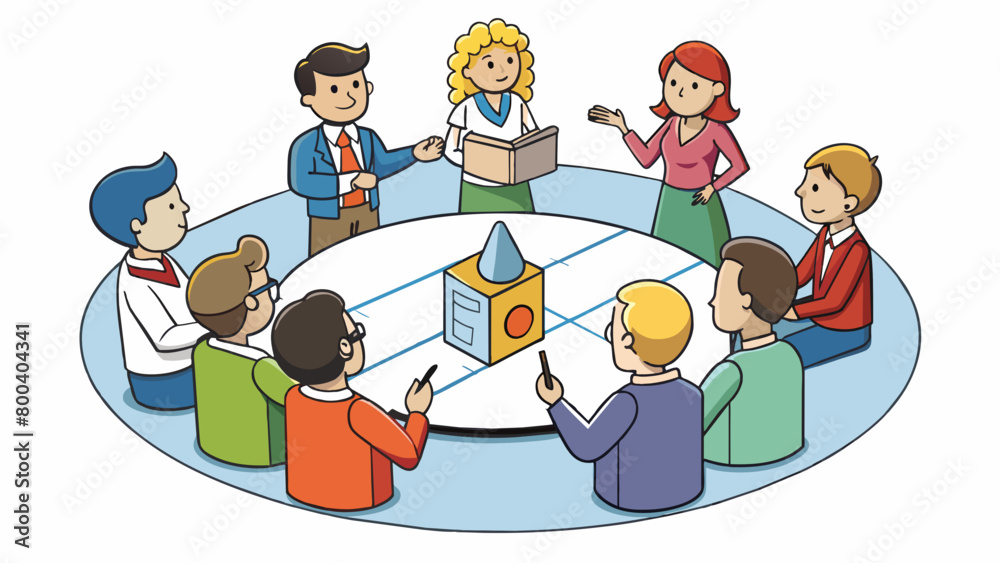 Poster a group of people huddled together in a circle engaged in a lively discussion and debate about a mat