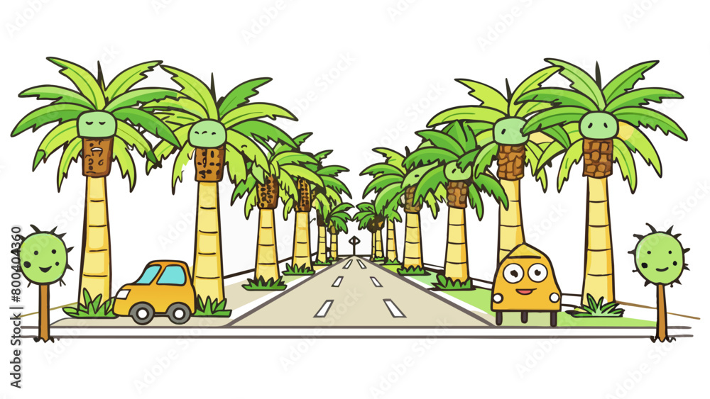 Poster a group of palm trees lining a picturesque street creating a natural canopy above the passing cars a