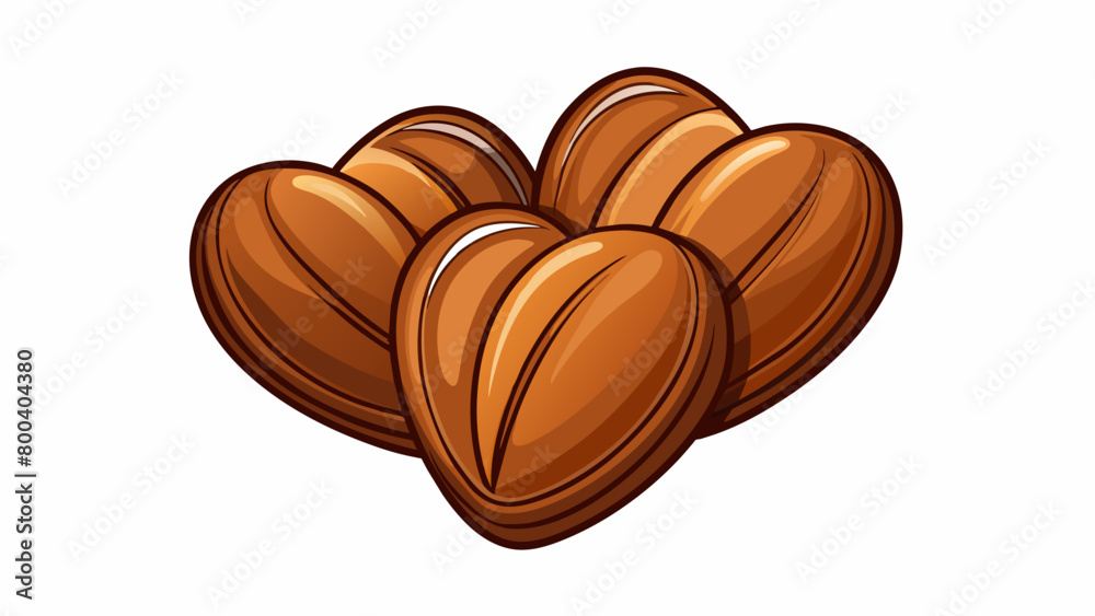 Canvas Prints a handful of smooth flat nuts with a distinctive heart shape and a deep rich brown color. the surfac