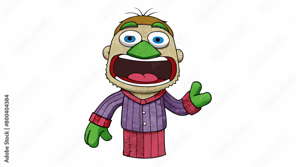 Poster A hand puppet is a small fabric or foam object designed to fit over a persons hand with an opening for the thumb to function as the puppets lower jaw.. Cartoon Vector.