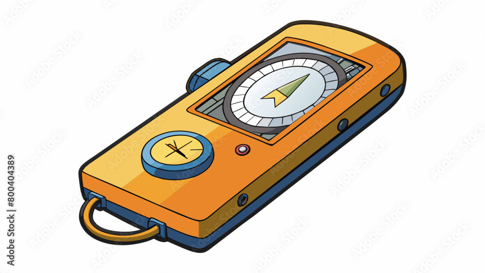 Poster A handheld device with a rotating dial and markings in degrees used by hikers and sailors to navigate and stay on course.  on white background . Cartoon Vector.
