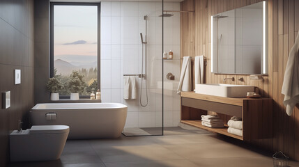 Modern Contemporary bathroom interior.