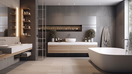 Modern Contemporary bathroom interior.