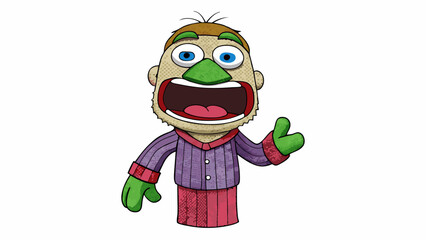 A hand puppet is a small fabric or foam object designed to fit over a persons hand with an opening for the thumb to function as the puppets lower jaw.. Cartoon Vector.
