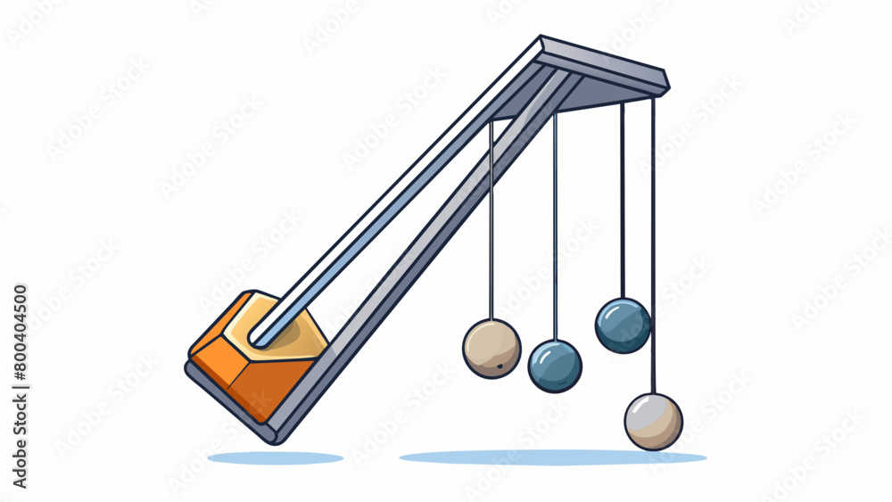 Poster A homemade pendulum is crafted by attaching a weight such as a paperclip or a rock to a piece of string. When held at one end and released the weight. Cartoon Vector.