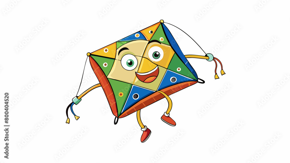 Poster a kite made from recycled materials patched together with colorful scraps of fabric and twine hugs t
