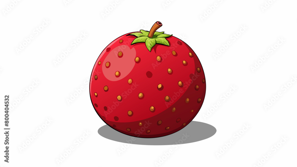 Poster A juicy round fruit with a deep red color and a slightly tart taste covered in tiny delicate seeds that burst with each bite.  on white background . Cartoon Vector.