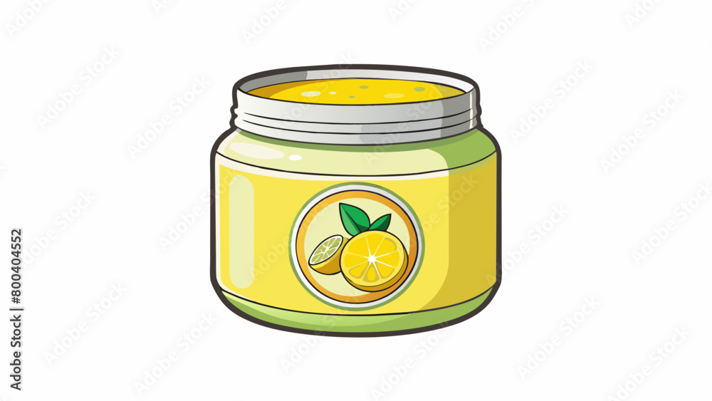 Poster a jar of lemonscented hand lotion with a label depicting a bright yellow fruit on the front. the lot