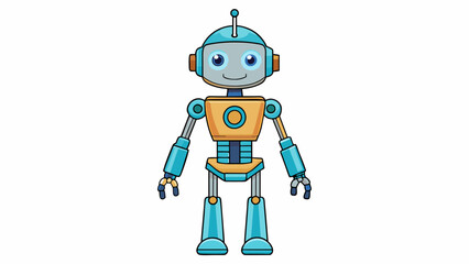 A humanoid robot with a rotating head and multiple arms. It is equipped with AI technology to understand and fulfill human requests such as making. Cartoon Vector.