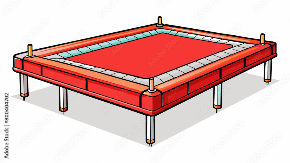 Poster a large olympicsized trampoline featuring a spacious rectangular jumping surface. the frame is made 