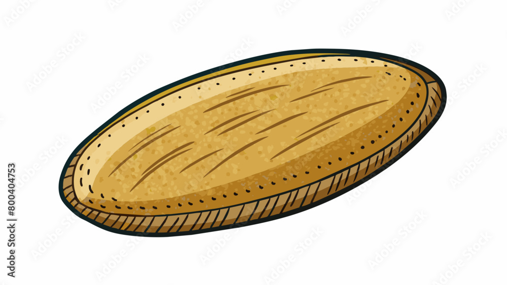 Poster A larger ovalshaped seed with a rough textured surface and a slight curve in the middle resembling a tiny cricket bat.  on white background . Cartoon Vector.