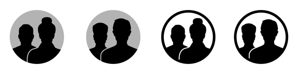 User avatar vector icon flat designs. Man and woman vector profile signs set