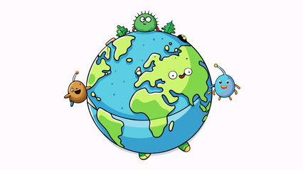 Fototapeta premium A living organism constantly adapting and evolving. It is home to millions of species including humans who all play a vital role in maintaining its. Cartoon Vector.