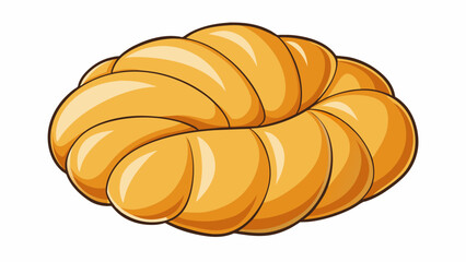 A light and airy bread roll boasting a signature twisted design that resembles a delicate seashell.  on white background . Cartoon Vector.