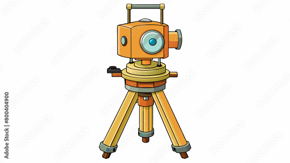 Poster A magnetic instrument with two arms and a circular dial used by surveyors and engineers to accurately determine angles and directions.  on white. Cartoon Vector.