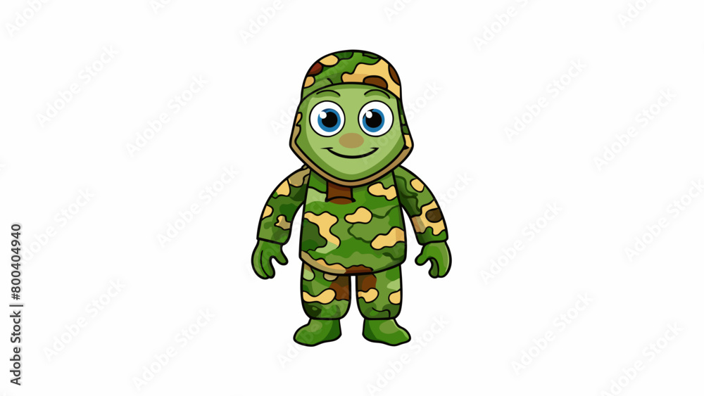 Poster A master of camouflage able to change its skin color and texture to blend into its surroundings and hide from predators.  on white background . Cartoon Vector.