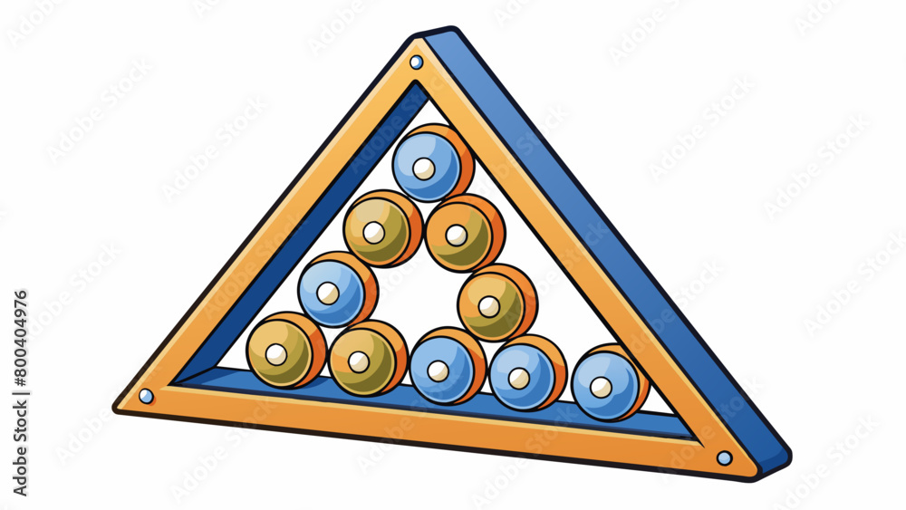 Poster A metal triangular frame featuring a feltcovered surface and 15 slots for the numbered balls. The frame is sy and heavy providing a stable base for. Cartoon Vector.