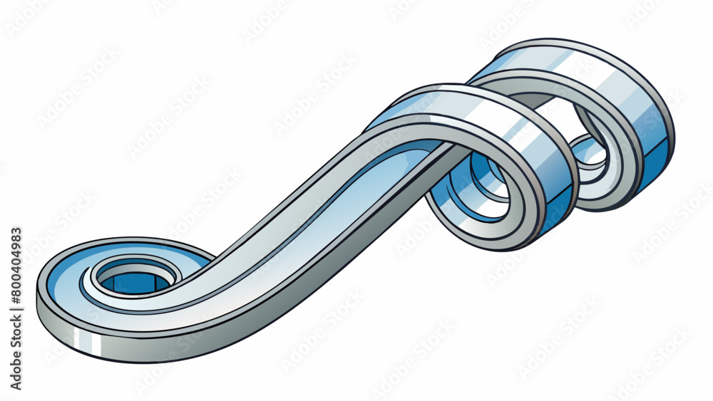 Poster A metal spiral slide with a shiny surface and multiple twists and turns providing a unique and exciting sliding experience for children.  on white. Cartoon Vector.