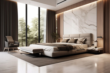 Modern Contemporary bedroom interior.