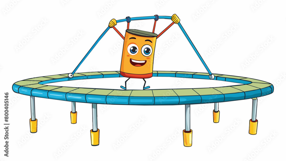 Poster a narrow trampoline made of elastic bands resembling a mini tightrope with handles on either side fo