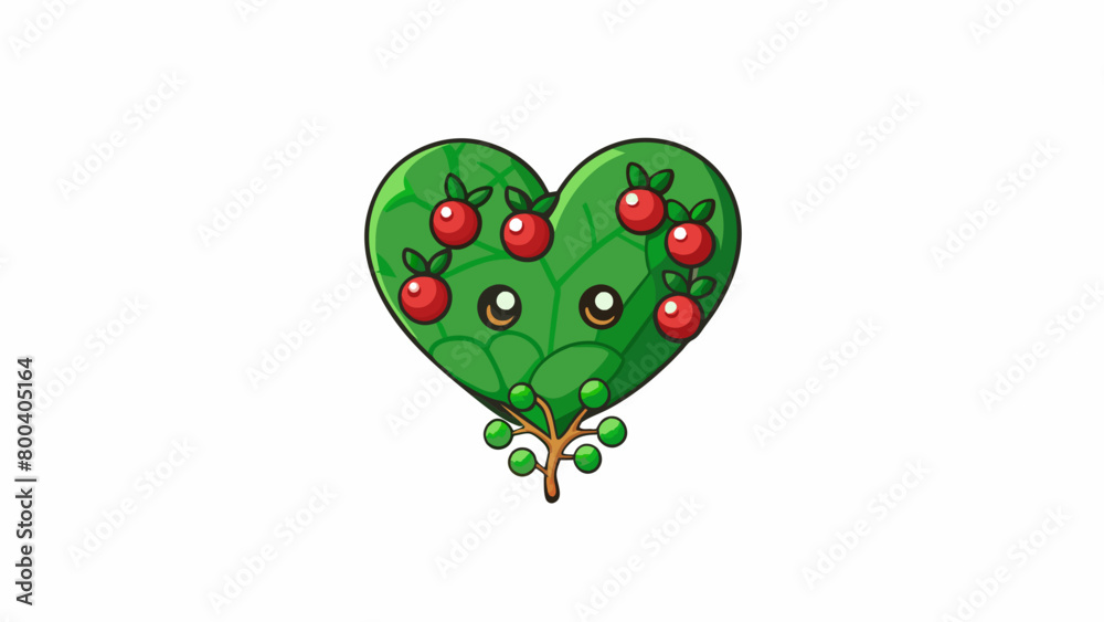 Poster a of dark green heartshaped leaves with a vibrant red stem stretching out from the center. the leave