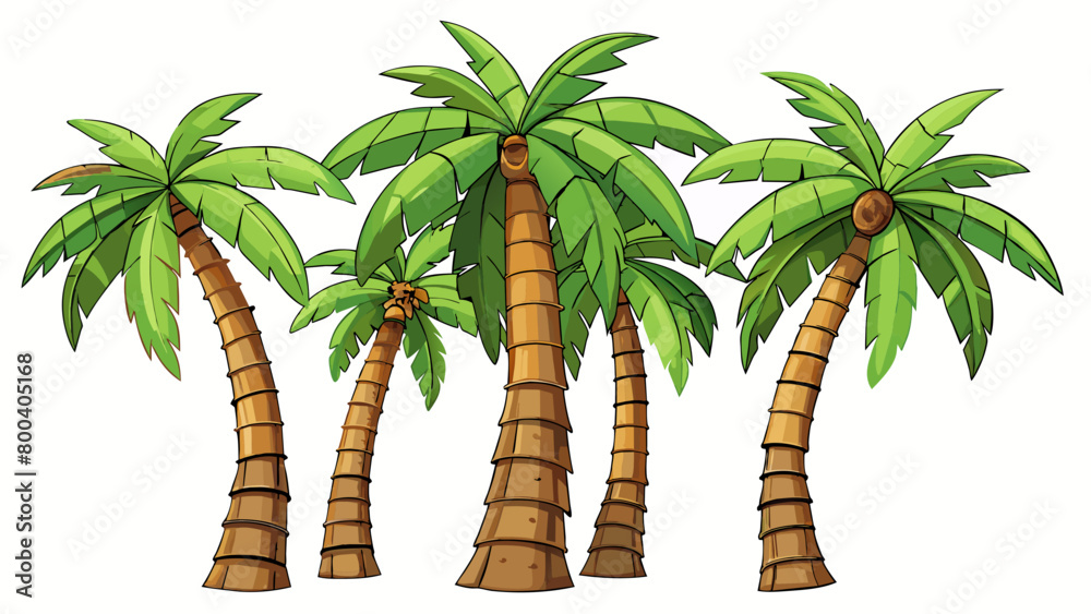 Poster a of palm trees swaying gently in the warm breeze their long narrow leaves rustling together like wh