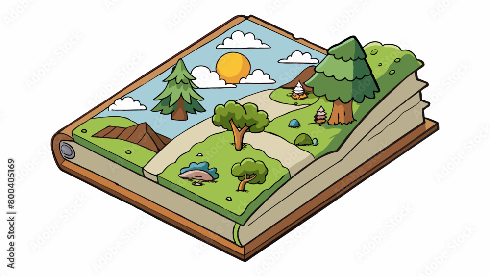 Poster a natureinspired coloring book with pages filled with trees flowers and animals. the paper has a sli