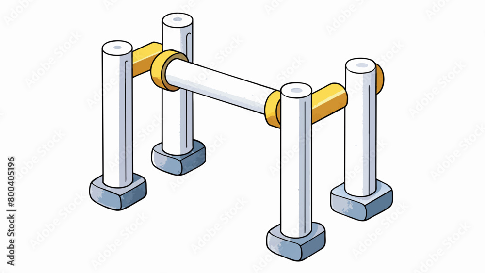 Poster A pair of white painted bars used for physical therapy exercises. Each bar has a textured surface to prevent slipping and can be easily adjusted in. Cartoon Vector.