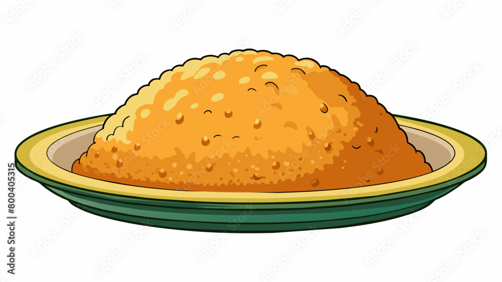 Poster a plate of fluffy light brown bulgur that resembles couscous in appearance. its soft chewy texture m