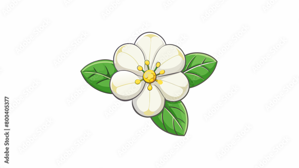 Poster a plum blossom a delicate flower with five white petals surrounded by a of yellow stamens. the petal