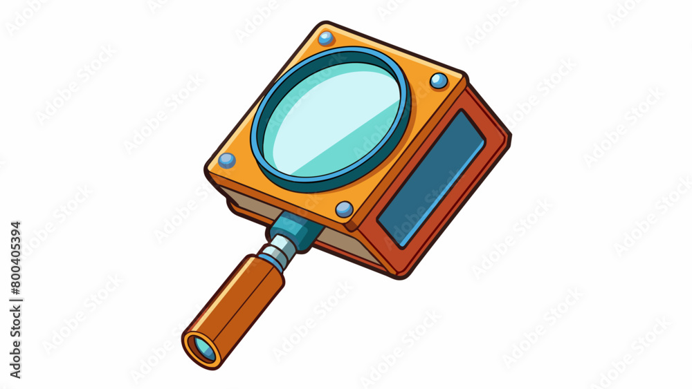 Poster a pocketsized magnifying glass that can be folded and carried easily. the lens is square and made of