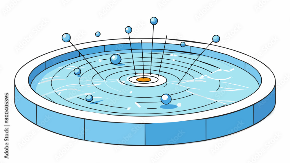 Fototapete A pool of water with ripples spreading out from a central point. The waves intersect and interfere with each other representing quantum interference a. Cartoon Vector.