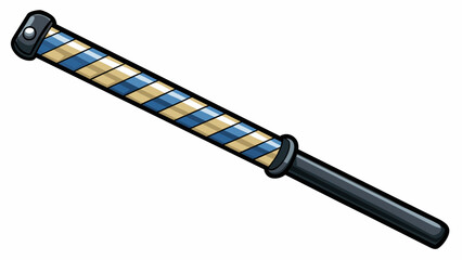 A plastic baton or nightstick with a black and white striped design resembling a real police officers weapon. The baton is lightweight and has a. Cartoon Vector.
