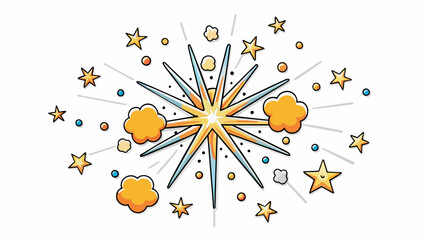 A playful assortment of sparkling specks of light resembling fireworks filling the sky with bursts of energy and wonder.  on white background . Cartoon Vector.