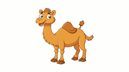 A plump docile animal with a comical expression and a playful personality. Its hump may not be as pronounced as other camels but it still provides. Cartoon Vector.