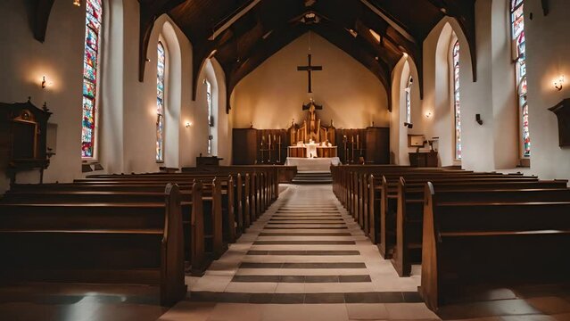 Facade of a church is adorned with a cross, serving as an iconic religious landmark. The architectural magnificence of the building, coupled with the symbolic significance of the cross.